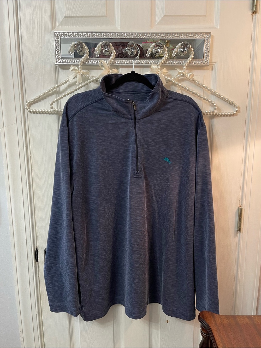 Tommy Bahama Heathered Navy Half-Zip Performance Pullover